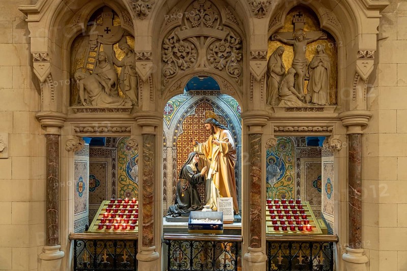Cobh, Ireland, 15 August, 2022: close-up view of one of the side chapels inside the Cobh Cathedral