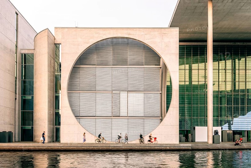 Berlin, Germany, July 28, 2019: Marie-Elisabeth-Luders-Haus building in Government District of Berlin at sunset in summer