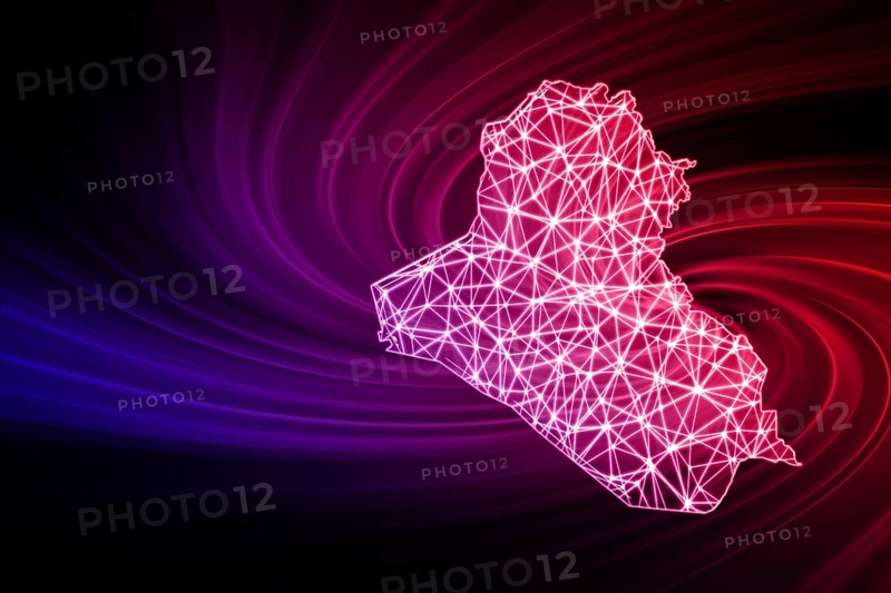 Map of Iraq, Polygonal mesh line map, modern map