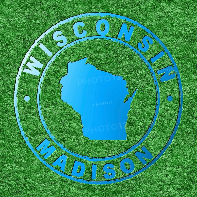Map of Wisconsin, Forest with Water Map, CO2 Reduction