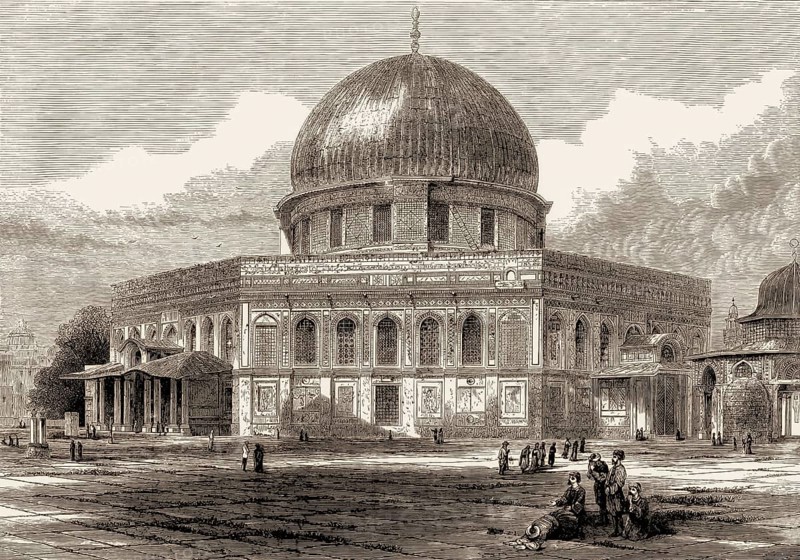 Al-Aqsa mosque, Temple Mount in the Old City of Jerusalem, 19th century