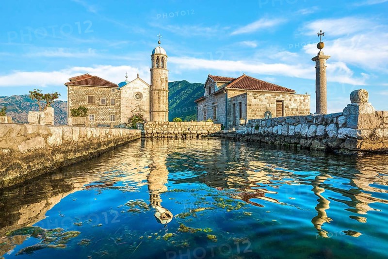 Dawn over Our Lady of the Rocks church in Perast