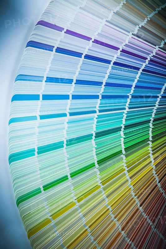 Color sampler on white surface top view