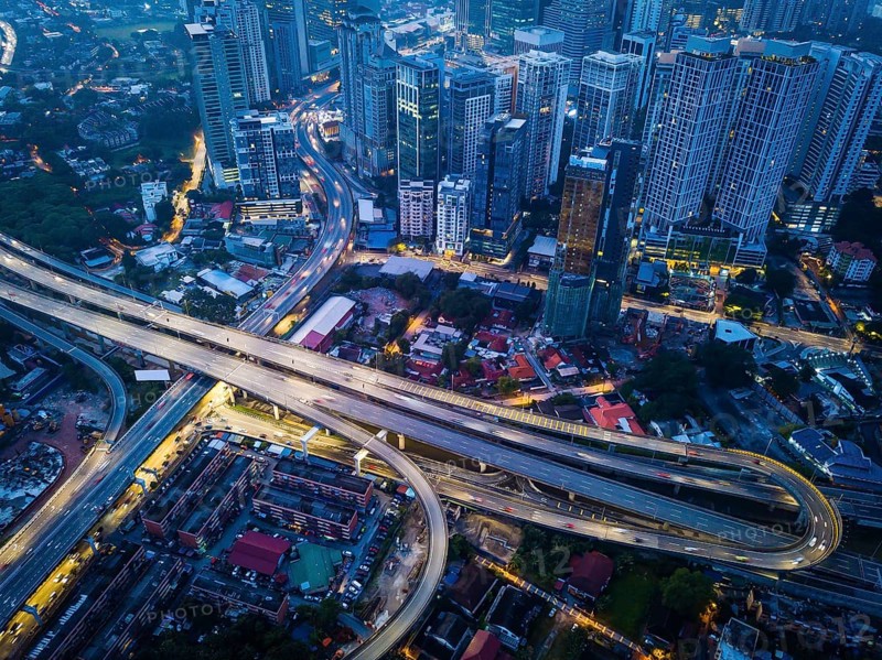 Aerial view of beautiful Kuala Lumpur city, early morning scene