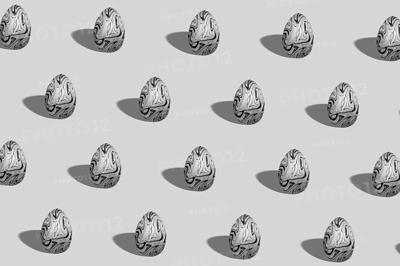 Silver Easter egg pattern made, Silver trendy style egg, Minimal Easter concept