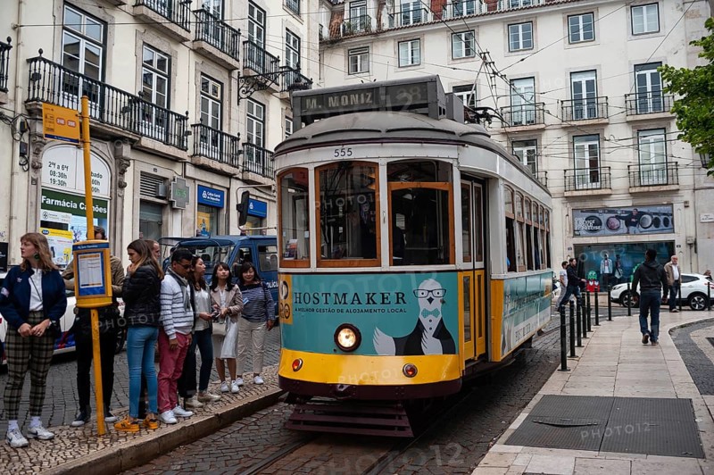 10.06.2018, Lisbon, Portugal, Europe, A tram in the historic Bairro Alto district of the Portuguese capital