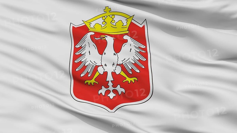 Gniezno City Flag, Country Poland, Closeup View