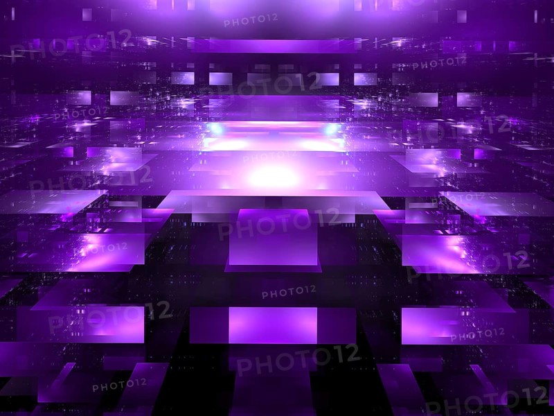 Abstract vr, sci fi or high tech background. Computer-generated 3d illustratiom - fractal. Futuristic construction made of translucent blocks like stage or room with glass walls