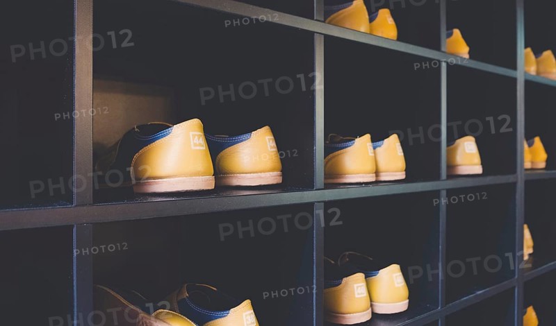 Bowling Shoes on a shelf in a bowling center in Amsterdam, The Netherlands