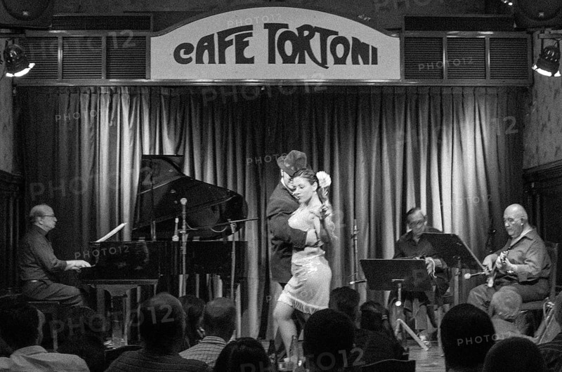 BUENOS AIRES, ARGENTINA, DECEMBER 27, 2015: Tango show at the old Cafe Tortoni. Opened in 1858, it moved to its present location in 1880