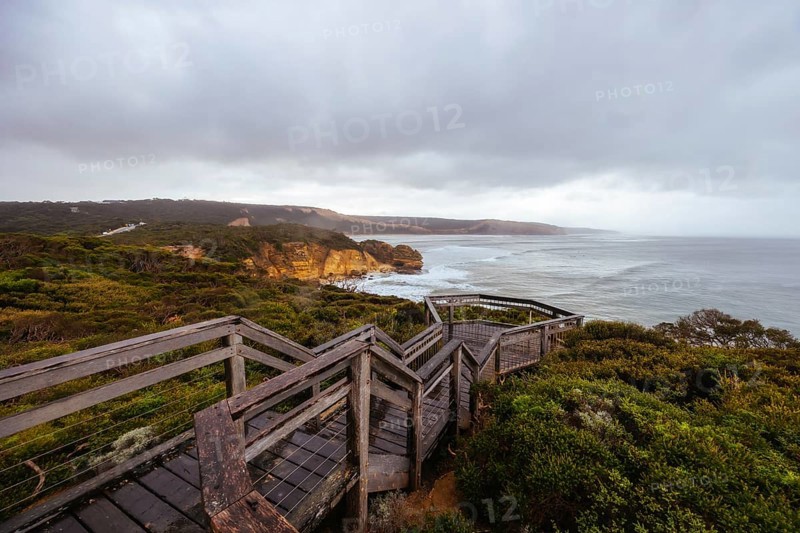 Point Addis Beach and ocean on a stormy cool autumn day near Torquay, Victoria, Australia