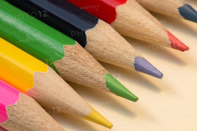 Abstract composition of a set wooden colour pencils