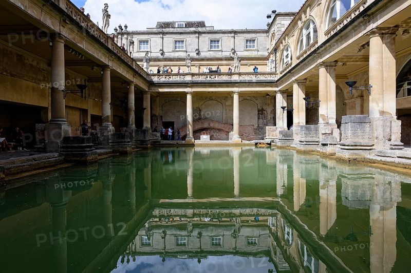 Reflection, Great Bath, The Roman Baths, Bath, England, Great Britain