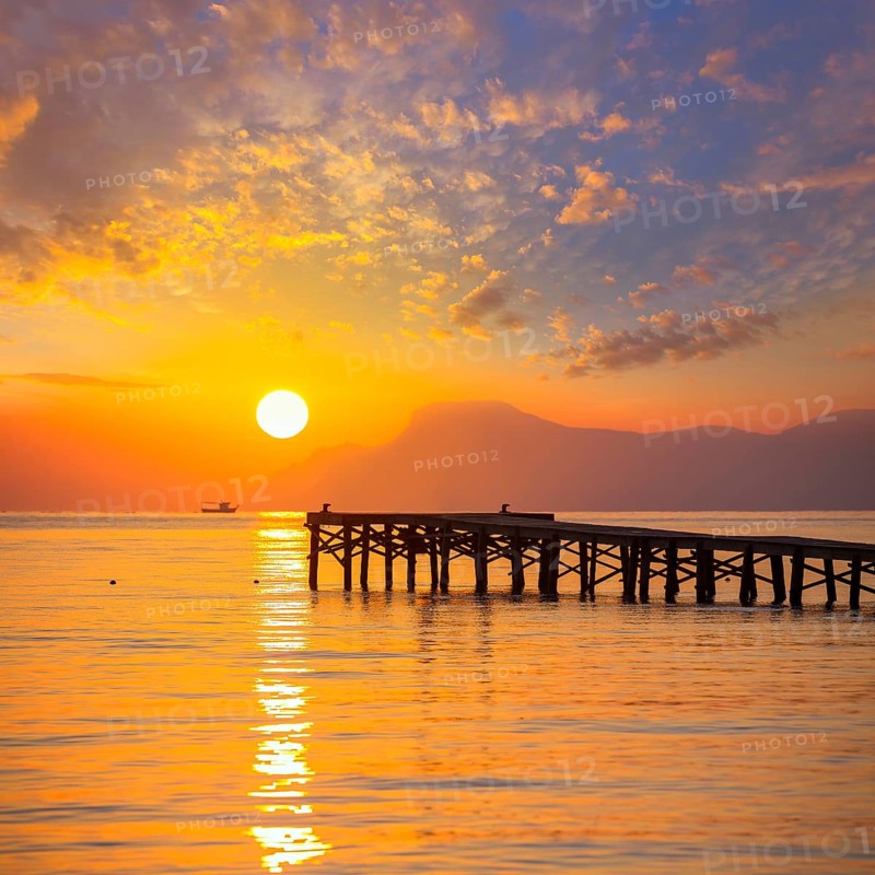 Majorca Muro beach sunrise in Alcudia Bay Mallorca at Balearic Islands of Spain