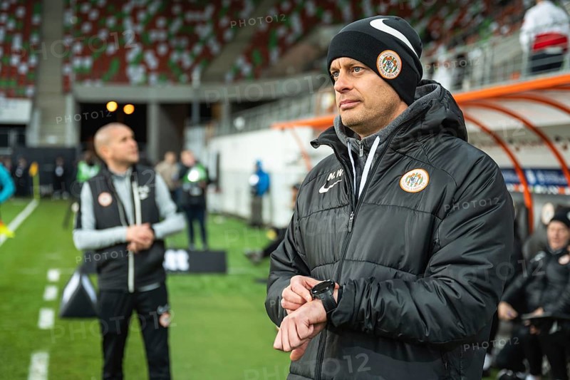 LUBIN, POLAND - MARCH 1, 2025: Football match between KGHM Zaglebie Lubin vs Piast Gliwice. Head coach of Zaglebie Marcin Wlodarski