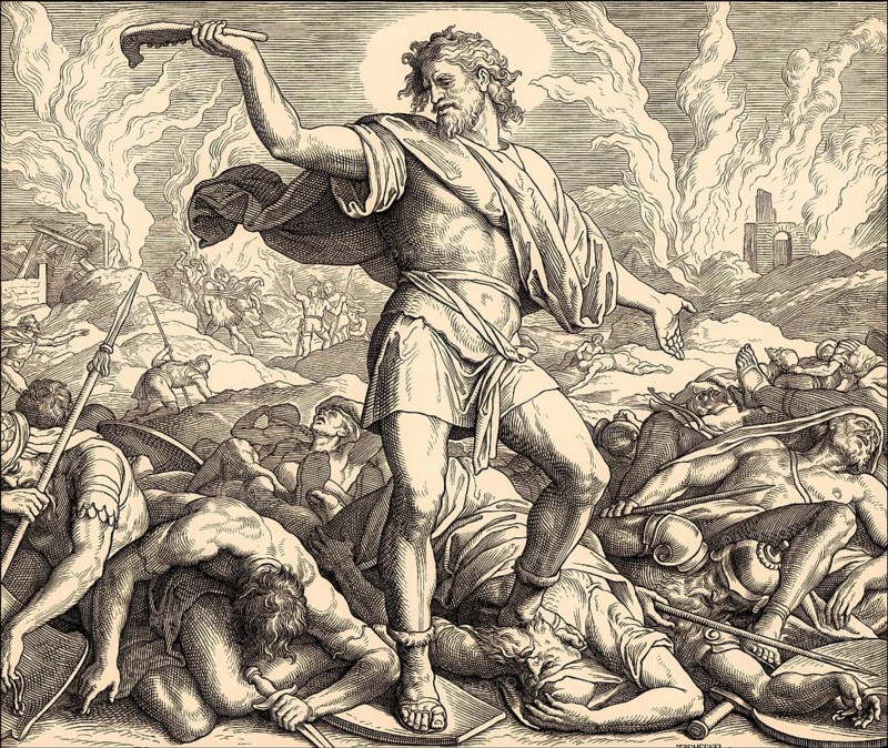 Samson Slays a Thousand Men with the Jawbone of a Donkey, Old Testament, by Julius Schnorr von Carolsfeld, 1860