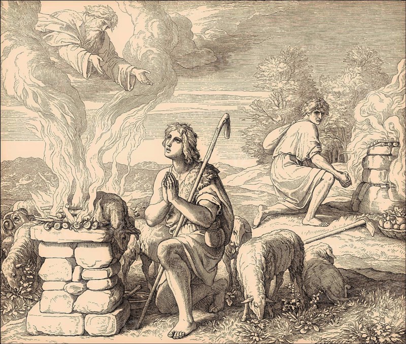 Cain and Abel offer their sacrifices, by Julius Schnorr von Carolsfeld, 1860