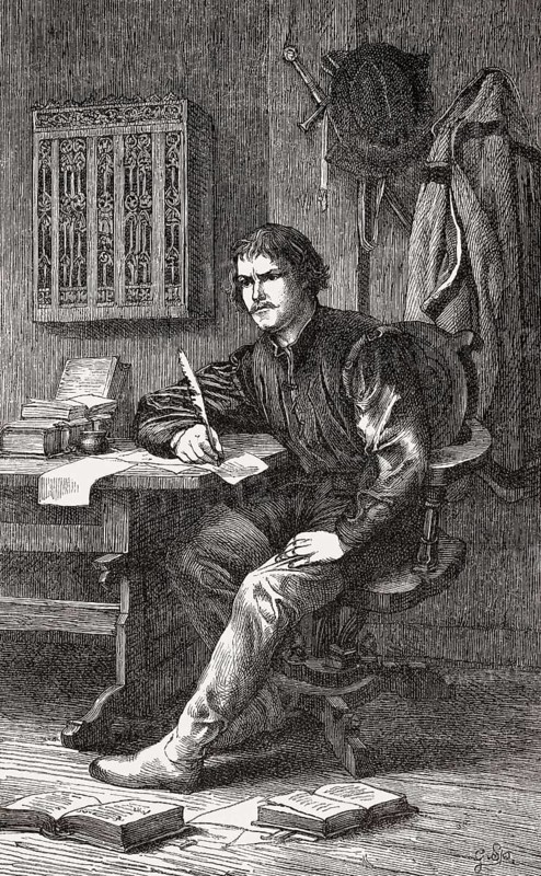 Martin Luther, translating the holy bible at the Wartburg castle, Germany, 1521-22