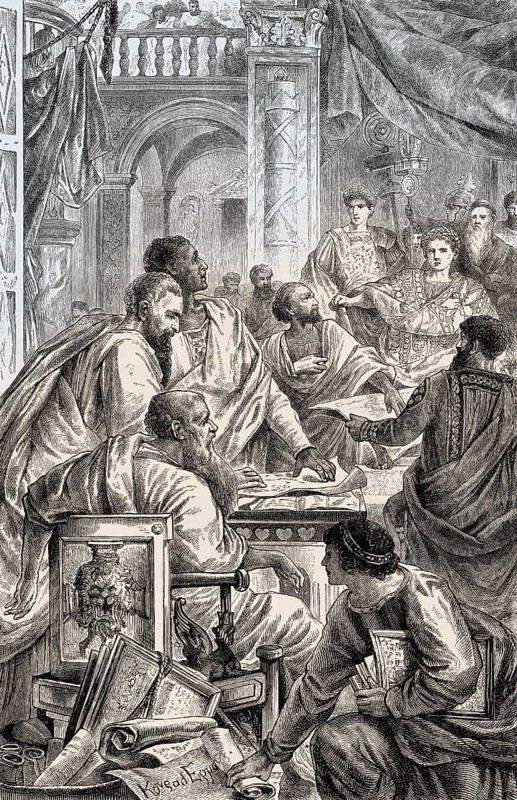 The First Council of Nicaea, by the Roman Emperor Constantine I in 325 AD
