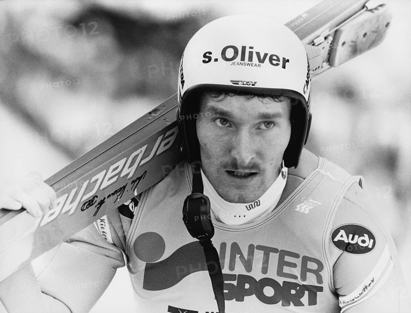 World Cup, ski jumping, ski jumper, Andre Kiesewetter (DEU), portrait, on the way to the ski jumping competition, 1991, Germany