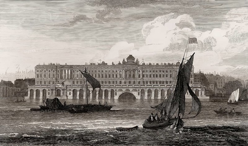 Somerset House, from River Thames, Westminster, London, UK