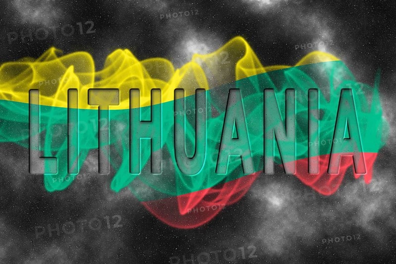 Lithuania Flag with Starry Background Smoke Effect