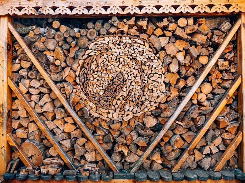 Logs of a tree. The sawn wood. The texture of the sawn wood
