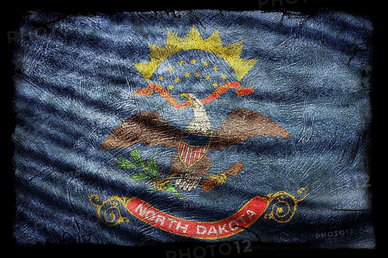 North Dakota Flag, Grunge Texture Background