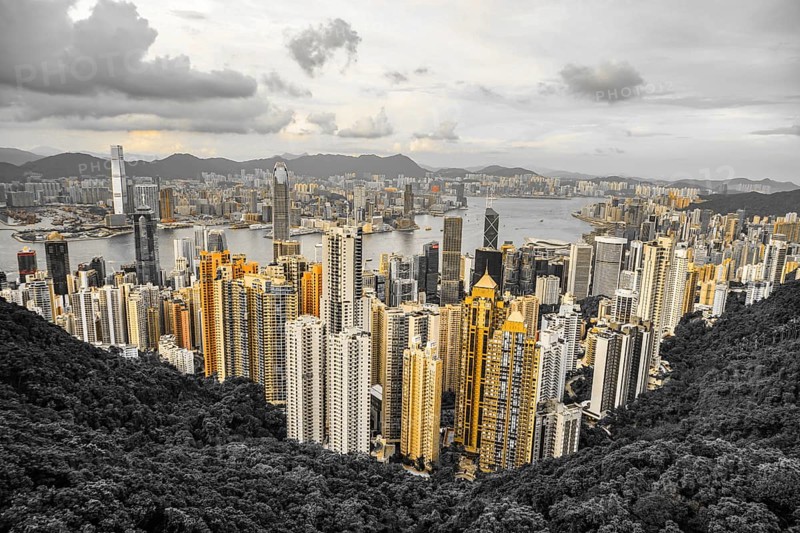 Skyscrapers of Hong Kong which is visible from the Victoria Peak. Shooting Location: Hong Kong Special Administrative Region