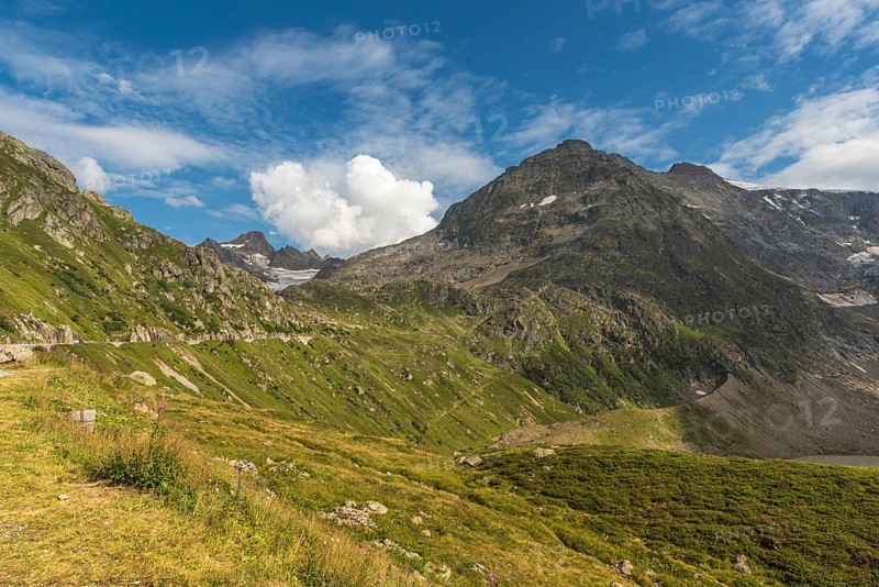 Mountain landscape on the Susten Pass, Innertkirchen, Canton of Bern, Switzerland
