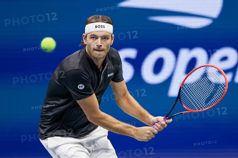 Tennis player Taylor Fritz in action at the US Open 2024 Championships, Billie Jean King Tennis Center, Queens, New York, USA