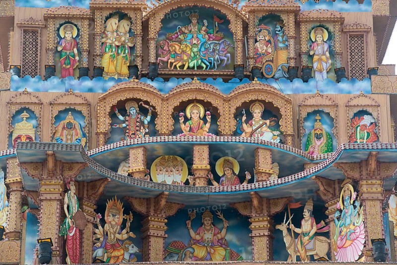 Painted Deities on Ganesha imaginary Palace, Pune, Maharashtra, India, Asia