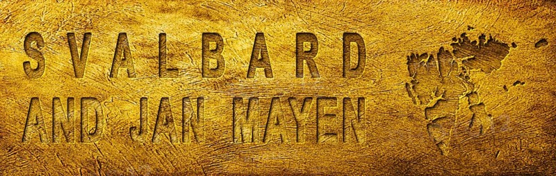 Svalbard and Jan Mayen Map and Text on Grunge Gold Texture
