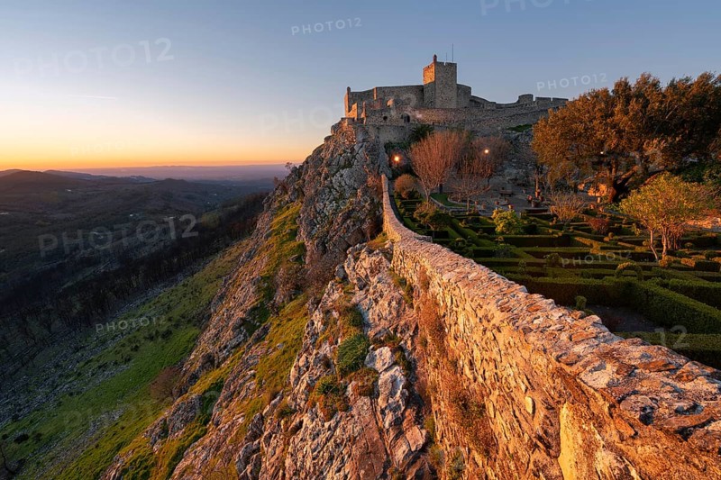Village of Marvao and castle on top of a mountain in Portugal