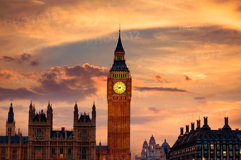 Big Ben Clock Tower London at Thames River England