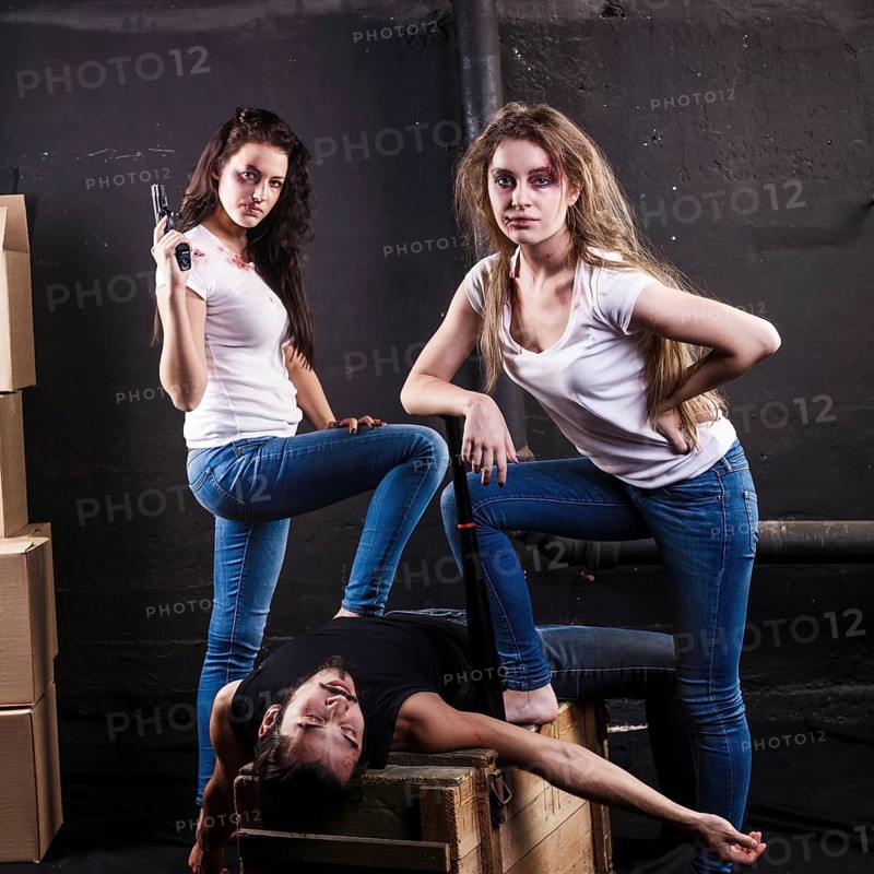Two young women killed man by bat and gun on basement