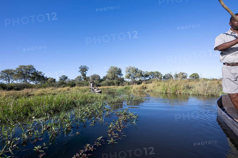 Mokoro, dugout canoe in the Okavango Delta, Khwai Northwest District, Moremi Game Reserve, Maun, Botswana