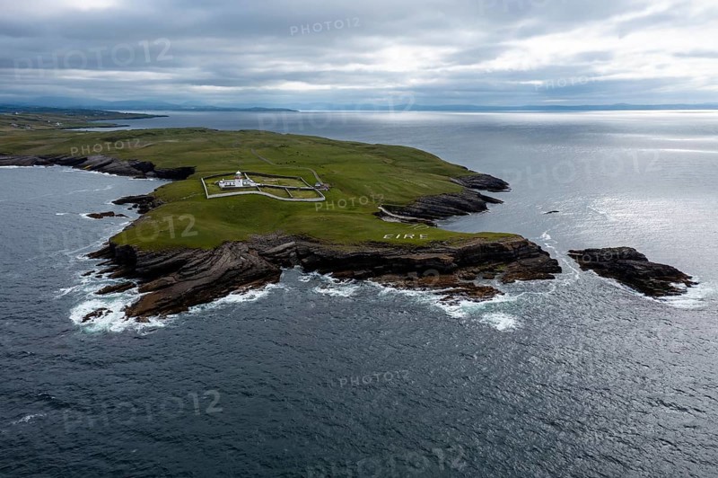 A drone panorama landscape of St. John's Point and the lighthouse in Donegal Bay in the northwest of Ireland