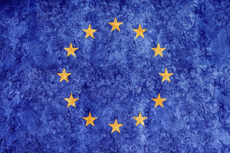 European Union Metallic flag, Textured flag, grunge flag