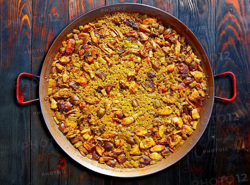 Paella from Spain famous rice recipe from Mediterranean