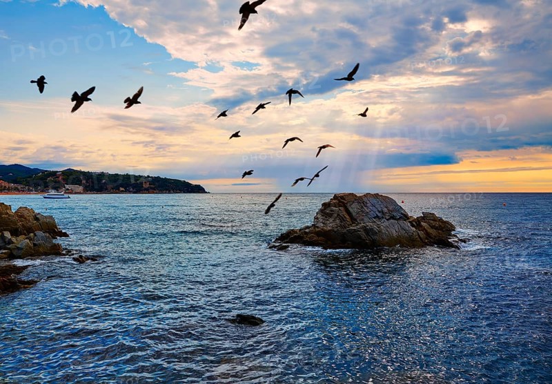Lloret de Mar beach sunrise in costa Brava of Catalonia spain