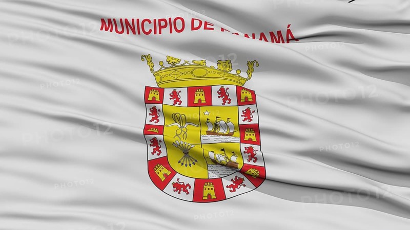 Closeup Panama City Flag, Capital City of Panama, Waving in the Wind