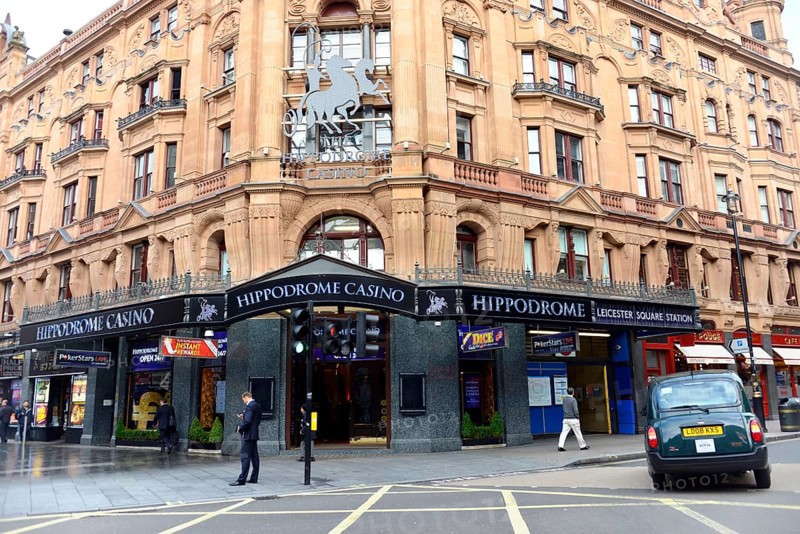 Impressions from London, London Region, England, Great Britain, Europe, Historic building of the Hippodrome Casino on a street corner in London, London