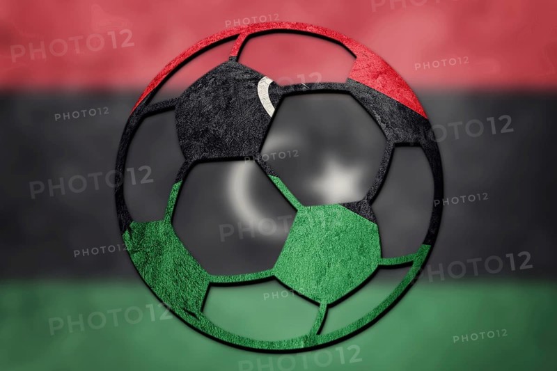 Soccer ball national Libya flag. Libyan football ball