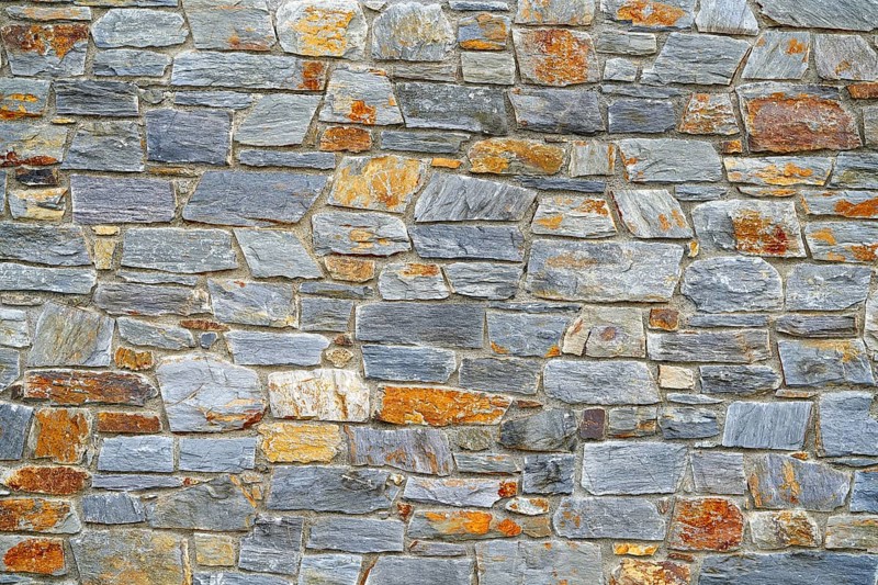 Slate stone masonry stone wall in Andorra Pyrenees