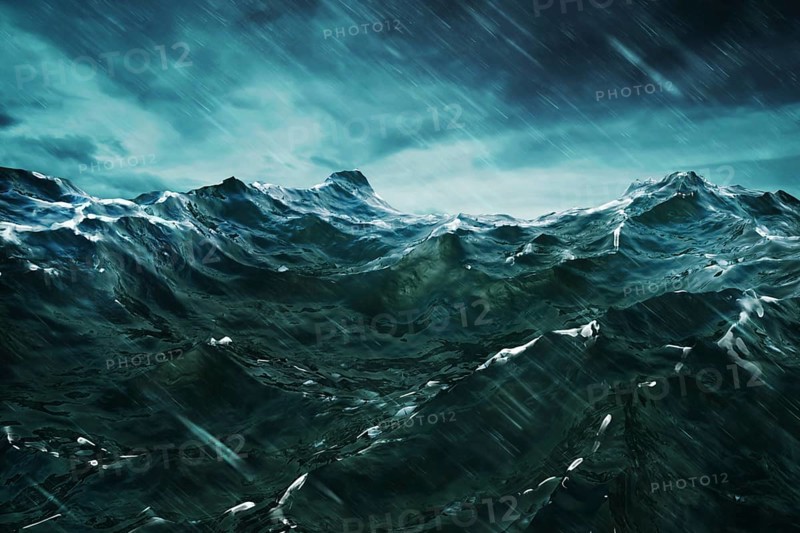 3D Rendering Ocean Wave mit Sturm . Ansicht schließen