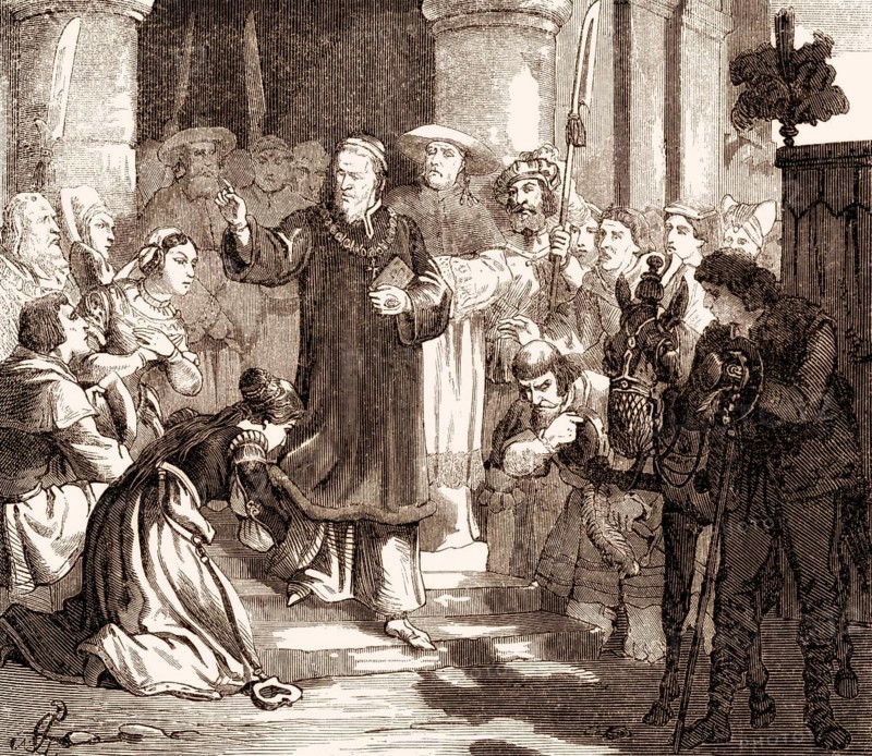 Pope Gregory VI leaving Avignon, Pope from 1 May 1045 until his abdication at the Council of Sutri on 20 December 1046
