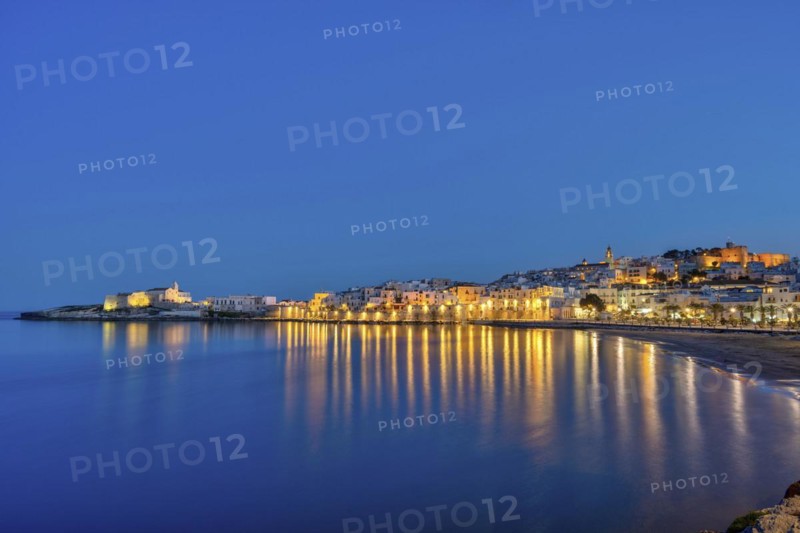 The beautiful town of Vieste on the Gargano in Apulia, Italy, by night