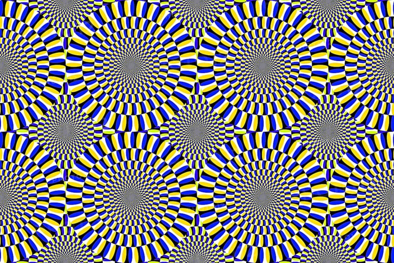 An illustration of an optical Illusion moving circles seamless background
