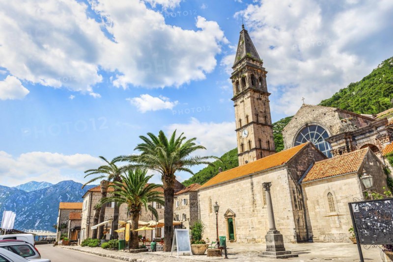 Saint Nicholas church in Perast, small town on Adriatic sea in Montenegro